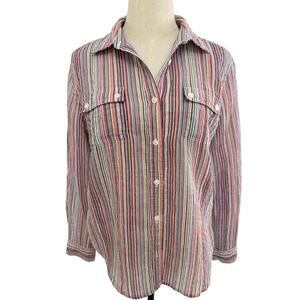 Liz Claiborne Striped Button Down Shirt, Size M